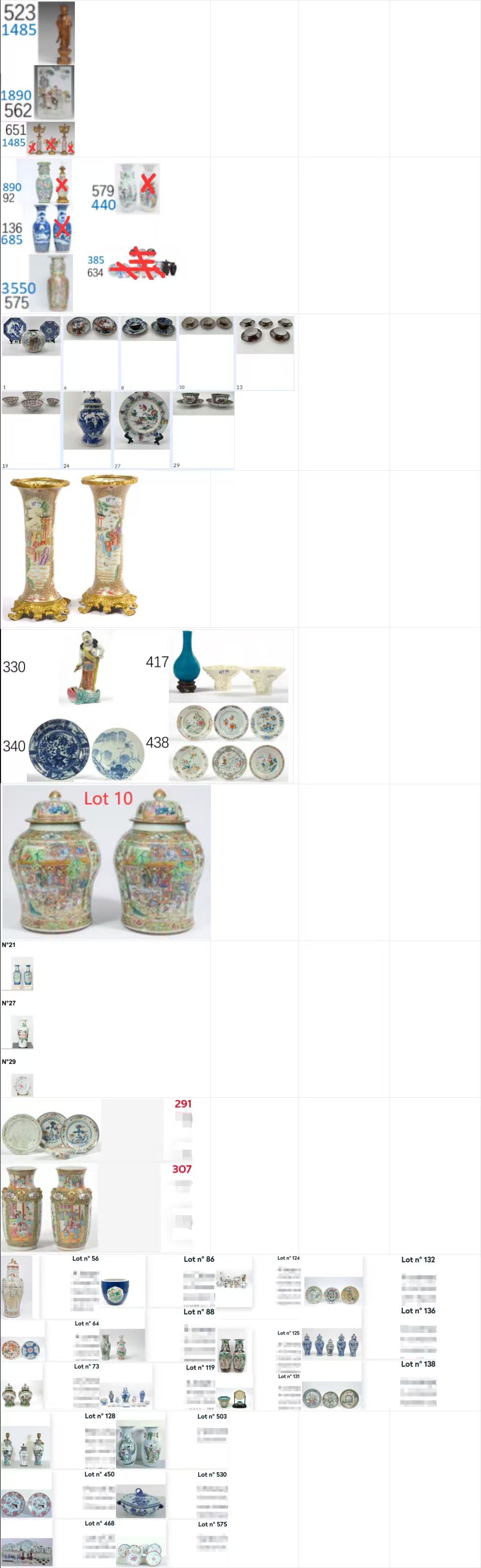 A large group of 139 Chinese porcelain, wooden and cloisonné enamel decorative objects, modern craftsmanship.